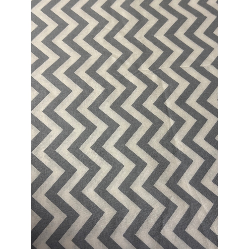 Chevron Fabric 2 Yards Grey White Zigzag Print 44 Inch Width Modern Cotton Craft